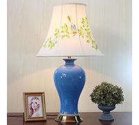 HPTHLY Table Lamps 66 * 35Cm Blue Large Oriental Ceramic Table Lamp Crystal Glaze Ceramic Table Lamp Bedroom Bedside Lamp Mid Century Vase Bedroom Desk Lamp(D)