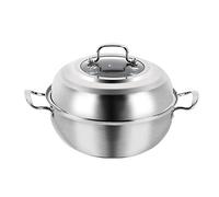 HPTHLY Thick Stainless Steel Hot Pot Two-Layer Double-Bottom Steam Cooker Noodle Cooker Pot Soup Pot With Steamer Multipurpose Induction Cooker Pot (32Cm)
