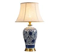 HPTHLY Traditional Ginger Jar 26-Inch Bedroom Living Room Home Office Desk Nightstand Table Lamp Blue And White Glazed Ceramic Table Lamp Bedroom Bedside Lam