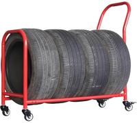 HPTHLY Tyre Rack, Racking Shelving Tire Rack, Pushable Rolling Tire Storage Rack, Garage Tire Holder, Truck Suv Car Tire Transport Trailer, Heavy Duty Steel Mobile Tir(Red)