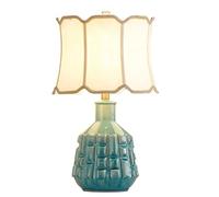 HPTHLY Vintage Bedside Lamp Blue Ceramic Table Lamp Ice Crack Glazed Bedside Desk Nightstand Lamp For Bedroom Living Room Office College Desk Lamp Table Lamp(A-N Switch)