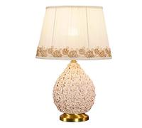 HPTHLY Vintage Bedside Lamp Ceramic Table Lamp Hand Kneaded Nightstand Lamps With Foldable Fabric Lampshade For Bedroom Living Room Table Lamps For Bedroom,P(Dimmer Switch)