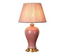HPTHLY Vintage Bedside Lamp Ceramic Table Lamp Pink Crystal Glazed Table Lamps Modern Living Room Bedroom Bedside Lamp Table Lamps For Bedroom,Remote Control(Push N Switch-30 * 52Cm)