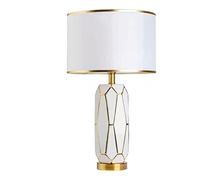 HPTHLY Vintage Bedside Lamp Nordic Ceramic Table Lamp Electroplating Gold Trace Lamp Body Bedside Desk Nightstand Lamp Modern Bedroom Table Lamps For Bedroom(A-Push N Switch)