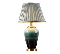 HPTHLY Vintage Bedside Lamp Painted Ceramic Table Lamp Desk Lamp With Brass Base Ceramic Table Lamps Living Room Bedroom Study Office Table Lamps For Bedroom(Remote Control Switch-33 * 55Cm)