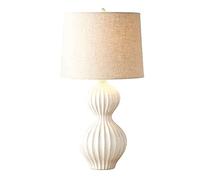 HPTHLY Vintage Bedside Lamp Table Lamp In Gloss Ceramic With White Fabric Shade Ceramic Bedside Lamp Nightstand Lamp Table Lamps For Bedroom,Push N Switch(Remote Control Switch)