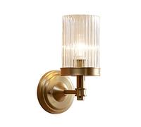 HPTHLY Wall Mounted Light European Style Glass Lampshade E14 Single Head Brass Wall Lamp Wall Sconce Bedroom Aisle Wall Living Room Cellar Barn Wall Light Wa