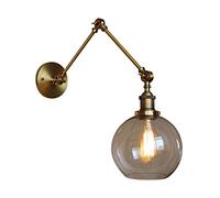 HPTHLY Wall Mounted Light Russia Wall Light Industrial Retro Wall Light Antique Brass Brushed Wall Sconce Adjustable Swing Arm Double Long Arm Wall Lantern E(Gold)