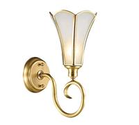 HPTHLY Wall Mounted Light Wall Sconce Brass Single Head Decorative Wall Lamp Classical European Study Wall Spotlights Frosted Glass Lampshade Bracket Light W