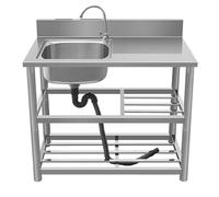 HPTHLY Washing SinksCommercial Kitchen Sink Catering Sink Commercial Stainless Steel Kitchen Single Bowl Sinks Drainer Commercial Kitchen Prep & Free Standing Utility,Left-31.4 * 19.6 * 31.4in