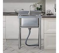 HPTHLY Washing SinksCommercial Sink 304 Stainless Steel Sink 1 Compartment Free Standing Utility Sink for Outdoor Indoor Restaurants Catering 19.7/23.6in Silver,50cm(19.7in)
