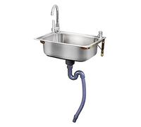 HPTHLY Washing SinksKitchen SinkStainless Steel Sinkwith Faucet Commercial Catering Single Sink for GarageRestaurantKitchenLaundry RoomOutdoorOutdoor Free,52x38cm