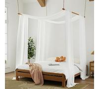 Hptmus Canopy Bed - 2 Panel White Sheer Drapes 52 x 144 Inches, Luxury Curtains Scarf for Adults Girls Room Decor (Twin, White)