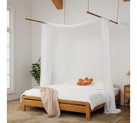 Hptmus Canopy Bed Curtains - Sheer Bed Scarf Drapes for King, White