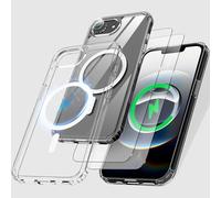 HpulaCase for iPhone 16E Case Compatible with MagSafe Wireless Charging,with Self Healing Flexible TPU Film[2 Pack] and Camera Lens Screen Protective Film[2 Pack], Anti-Scratch Magnetic (Clear)
