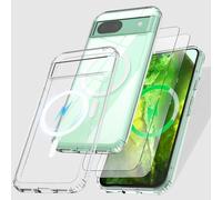HpulaCase for Pixel 8A Case Compatible with MagSafe Wireless Charging,with Self Healing Flexible TPU Film[2 Pack] and Camera Lens Screen Protective Film[2 Pack], Anti-Scratch Magnetic (Clear)