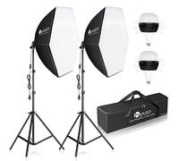 HPUSN Softbox Photography Lighting Kit 30 x 30 Inches Professional Continuous Lighting System Photo Studio Equipment with 2 Pieces E27 Socket 5400K Bulbs for Portraits Advertising Shooting YouTube