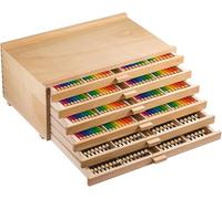 HPVERDALIVING 6-Drawer Art Storage Drawers - Desktop Pencil Storage Organizer for Pens, Pencils, Brushes & Markers | Removable Dividers, Compact Portable Desk Supply Holder for Office & Home