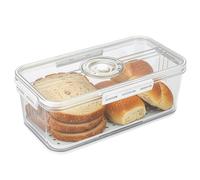 HPVERDALIVING Airtight Bread Box with Time Recording Dial - Large Plastic Bread Storage Container for Kitchen Countertop, Keeps Homemade Bread, Bagels, Toast, Fruits & Vegetables Fresh (White)