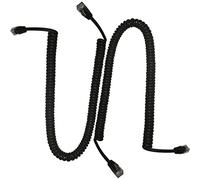 HPWFHPLF 2-Pack Heavy Duty 6P6C Anti-Tangle Telephone Cord, 1.3 ft Coiled RJ12 Male to Male Cable for Landline Phones, 26AWG 6-Conductor with Gold-Plated Contacts, Matte Finish (Black)