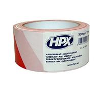 HPX MB50100 Barrier Tape, 50 mm x 100 m, Red/White