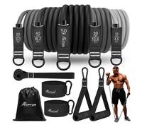 HPYGN Resistance Bands, 5 Different Weights Fitness Bands Sets with Handles, Ankle Straps and Door Anchor, Portable Backpack, for Indoor Home Gym and