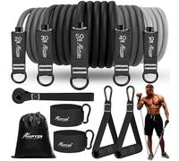 HPYGN Resistance Bands, Exercise Bands with Handles, 5 Tube Fitness Bands with Door Anchor, Handles, Portable Bag, Legs Ankle Straps for Muscle Training, Exercise Equipment for Home, Gym, Physio