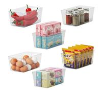 HPYLIF·H Fridge Organiser with Handles, Clear Pantry Organizer Bins, Food Storage Basket for Kitchen, Countertops, Cabinets, Refrigerator, Freezer, Bedrooms (6 Pack, S(24x13x11CM))