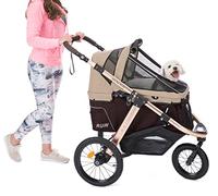 HPZ Pet Rover Run Performance Jogging Sports Stroller with Comfort Rubber Wheels/Zipper-Less Entry/1-Hand Quick Fold/Aluminum Frame for Small/Medium Dogs, Cats and Pets (Taupe)