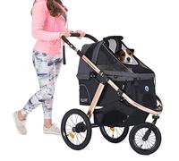 HPZ Pet Rover Run Performance Jogging Sports Stroller with Comfort Rubber Wheels/Zipper-Less Entry/1-Hand Quick Fold/Aluminum Frame for Small/Medium Dogs, Cats and Pets (Black)