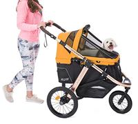 HPZ Pet Rover Run Performance Jogging Sports Stroller with Comfort Rubber Wheels/Zipper-Less Entry/1-Hand Quick Fold/Aluminum Frame for Small/Medium Dogs, Cats and Pets (Speed Yellow)