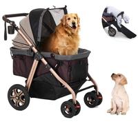 HPZ Pet Rover Titan-HD Premium Super-Sized Dog/Cat/Pet Stroller SUV Travel Carriage/w Access Ramp/100Lbs Capacity/Pumpless Rubber Wheels/Aluminum Frame for Small, Med, Large, XL Pets (Taupe)