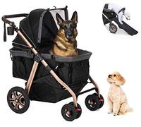 HPZ Pet Rover Titan-HD Premium Super-Sized Dog/Cat/Pet Stroller SUV Travel Carriage/w Access Ramp/100Lbs Capacity/Pumpless Rubber Wheels/Aluminum Frame for Small, Med, Large, XL Pets (Black)