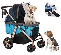 HPZ Pet Rover Titan-HD Premium Super-Sized Dog/Cat/Pet Stroller SUV Travel Carriage/w Access Ramp/100Lbs Capacity/Pumpless Rubber Wheels/Aluminum Frame for Small, Med, Large, XL Pets (Blue)