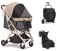 HPZ-PR America Pet Rover Lite Premium Light-Weight Dog/Cat/Pet Stroller Travel Carriage with Convertible Compartment/Aluminum Frame for Small & Medium Pets (Taupe 2nd-Gen.)