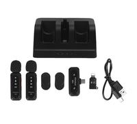 HPZIHUIT 2.4G Wireless Lavalier Microphone System with Charging Compartment 2 Microphone Noise Reduction Wireless Transmission Lightweight Plug and Play for Phones Computers