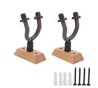 HPZIHUIT 2Pcs Guitar Wall Mount Holder Hook Keeper Stand Solid Wood Base for Electric Ukulele Bass