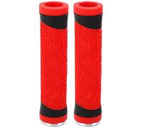 HPZIHUIT Bike Handle Silicone Grips Flat Handlebar Bar End Plugs Handle Cover Grips (Red)