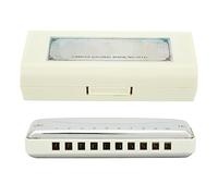 HPZIHUIT Blues Harmonica 10-Hole Mouthorgan A Key Portable Beginner Gift Wind Instrument (White)