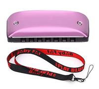 HPZIHUIT Harmonica 7-Hole Mini Blues Student Adult Beginner Playing Color Mouth Organ Wind Instrument (Pink)