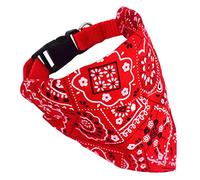 HPZIHUIT Pet Collar Bandana Adjustable Breathable Skin Friendly Triangular Print Dog Collar with Scarf for Cat Rabbit Red (L 2.0cm/0.8in)