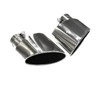 HPZPRPCEW 1 Pair Oval Exhaust For A4 A5 A6 A7 Upgrade RS4 RS5 RS6 RS7 Stainless Steel Black Muffler Nozzle Exhaust Header(Silver)