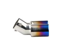 HPZPRPCEW 1Pcs 63mm Universal Dual Outlet Car Exhaust Muffler Silver Black Trim Modified Exhaust Tips Tail Pipe Car Exterior Accessories(Burnt Blue,Curved)