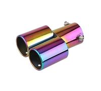 HPZPRPCEW 1Pcs 63mm Universal Dual Outlet Car Exhaust Muffler Silver Black Trim Modified Exhaust Tips Tail Pipe Car Exterior Accessories(Colorful,Straight)