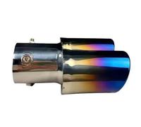 HPZPRPCEW 1pcs Universal 63mm Car Dual Outlet Exhaust Tip Stainless Steel Black Exhaust Tips Muffler Tail Double Pipe Tube Tips Car Accessories(Blue)