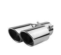 HPZPRPCEW 1pcs Universal Car Dual Outlet Exhaust Tip Stainless Steel Black Exhaust Tips For Muffler Tail Double Pipe Tube Tips For Car Accessories(Silver)