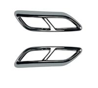 HPZPRPCEW 2Pcs/Sets Glossy Black Stainless Rear Dual Pipe Exhaust Outputs Mufflers Cover For A3 8Y S Line Sportback Sedan 2021 2022 2023(Silver)