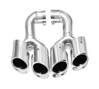 HPZPRPCEW Car Accessories Quad Exhaust Pipe For VW For Touareg 2012 2013 2014 2015 2016 2017 Black Stainless Steel Muffler Tip Car Exhaust Pipe Nozzle(Silver C)