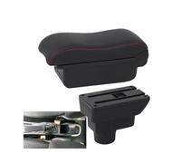 HPZPRPCEW Car Armrest Box For Opel For Corsa D Armrest For Opel For Corsa Curved Surface Leather Car Storage Box(B1 Black red 3USB)