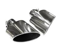 HPZPRPCEW Car Stainless Steel Accessories For A4 A5 A6 A7 Upgrade RS4 RS6 RS5 RS7 Oval Exhaust Muffler Tailpipe Exhaust System(Silver)